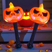 1 Adet 23 cm Cadılar Bayramı LED Işıklı Çubuk Bal Kabağı Işıklı Çubuk Hallowen LED Light Decor Stick