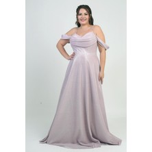 Kadın Ip Askılı Arkası Bağcıklı Göğüs Drapeli Astarlı Balenli Büyük Beden Simli Elbise