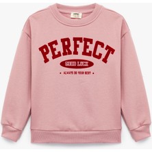 Pamuklu Şardonlu Uzun Kollu Bisiklet Yaka Baskılı Sweatshirt