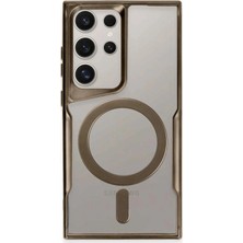 Samsung Galaxy S23 Ultra Elegant Venüs Magsafe Kılıf – Slim Transparent Tasarım - Kahverengi