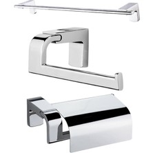 Gri Krom Uzun Havluluk ve Kağıtlık Seti, Şık Banyo Dekorasyonu