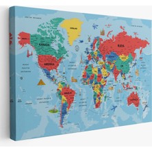  Türkçe Dünya Haritası Kanvas Tablo Son Derece Detaylı ve DEKORATIF-2020