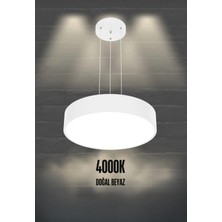 Drum 40CM ( Beyaz Kasa, 4000K Işık Rengi ) Modern Sarkıt LED Avize, Salon, Mutfak, Yatak Odası