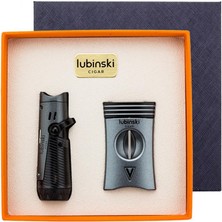 Lubinski Yeni Seri Çakmak ve Kesici Puro Seti Grey