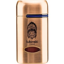 Lubinski Lion Kapaklı Delicili Tek Torch Puro Çakmağı Gold