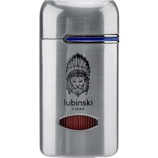 Lubinski Lion Kapaklı Delicili Tek Torch Puro Çakmağı Silver