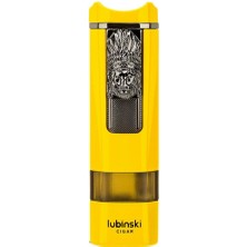 Lubinski Lion Sehpalı Delicili Tek Torch Puro Çakmağı Sarı