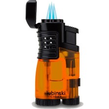 Lubinski Üç Torch Sehpalı Puro Çakmağı Turuncu