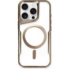 Newface Apple iPhone 15 Pro Elegant Venüs Magsafe Kılıf – Slim Transparent Tasarım - Kahverengi