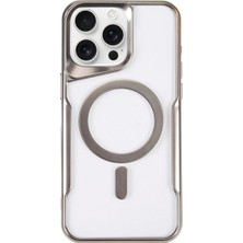 Newface Apple iPhone 15 Pro Elegant Venüs Magsafe Kılıf – Slim Transparent Tasarım - Gümüş