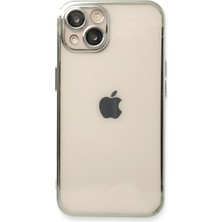 Newface Apple iPhone 14 Crystal Shield Lensli Silikon (Lens Protector / Kamera Koruyucu Kılıf) - Gümüş