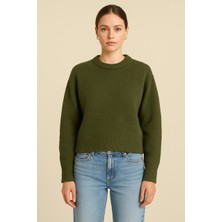 Rtd&vld Kadın Bisiklet Yaka Yumuşak Dokulu Rahat  Triko Kazak Haki