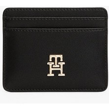 Tommy Hilfiger Th Icon Orta Boy Fermuarlı Monogram Kapaklı Kadın Siyah Cüzdan AW0AW17743BDS