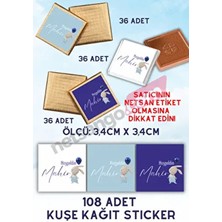 Netsan Etiket Netsan 96 Adet Tavşan Desenli Yapışkanlı Çikolata Etiketi 3,5 cm Kuşe Sticker Özel Günler İçin