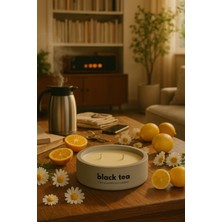 Dekoratif El Yapımı Yatay Mum : Çift Fitilli : Kokulu Soya Mum : Black Tea