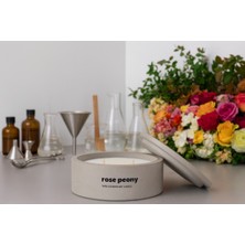 Dekoratif El Yapımı Yatay Mum : Çift Fitilli : Kokulu Soya Mum : Rose Peony