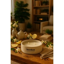Dekoratif El Yapımı Yatay Mum : Çift Fitilli : Kokulu Soya Mum : Bamboo