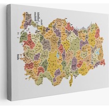  Türkiye Haritası Kanvas Tablo Il ve Ilçeli Ayrıntılı Eğitici Dekoratif Tablo 3042