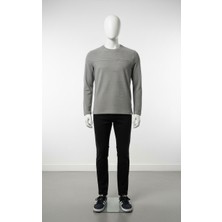 Erkek Standart Fit Rahat Kesim Waffle Dokulu Bisiklet Yaka Pamuklu Sweatshirt