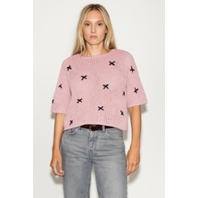 Fiyonklu Ajurlu Oversize Kazak