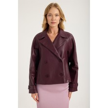 S Deri 2 Cep Kollar Kuşaklı Ceket