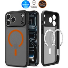 Spigen Apple iPhone 17 Pro Max ile Uyumlu ince MagSafe Kılıf Ultra Hybrid Sararmaya Dayanıklı DuraClear™ Hava Kanalı Teknolojisi™ Askeri Sınıf Koruma MagFit Frost Black Orange Mat Kapak - ACS10480