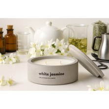 Dekoratif El Yapımı Yatay Mum : Çift Fitilli : Kokulu Soya Mum : White Jasmin