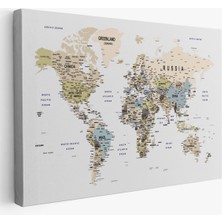  Dünya Haritası Dekoratif Kanvas Tablo Son Derece Detaylı ve Eğitici 1584