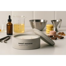 Dekoratif El Yapımı Yatay Mum : Çift Fitilli : Kokulu Soya Mum : Sweet Macaron