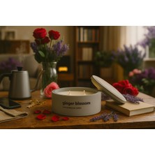 Dekoratif El Yapımı Yatay Mum : Çift Fitilli : Kokulu Soya Mum : Ginger Blossom