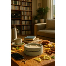 Dekoratif El Yapımı Yatay Mum : Çift Fitilli : Kokulu Soya Mum : Greentea Lemongrass