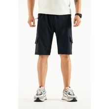 Souris Erkek Lacivert Nefes Alan Likralı Kumaş 5 Cepli Outdoor Kapri Şort