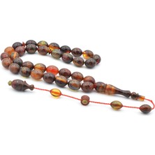 Hikmet Al Said Imzalı Beyzi Kesim Pembe Mavi Sıkma Kehribar Tesbih 208