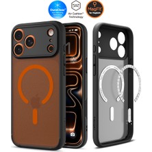 Spigen Apple iPhone 17 Pro ile Uyumlu ince MagSafe Kılıf Ultra Hybrid Sararmaya Dayanıklı DuraClear™ Hava Kanalı Teknolojisi™ Askeri Sınıf Koruma MagFit Frost Black Orange Mat Kapak - ACS10481