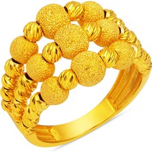 Üç Sıra Kumlu Dorika Altın Yüzük