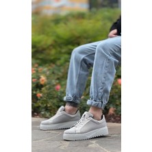 ET0803 Yüksek Taban Gri Triko Gri Taban Erkek Ayakkabı