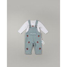 Baby Buu Çilekli Salopet Kız Bebek 2'li Takım