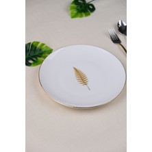 Tabak Evi Porselen Natura Fern Altın Yaldız Pasta Tabağı 20,50CM Tekli