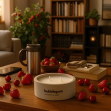 Dekoratif El Yapımı Yatay Mum : Çift Fitilli : Kokulu Soya Mum : Bubblegum