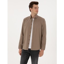 Pierre Cardin Erkek Vizon Regular Fit Uzun Kollu Gömlek 50316736-VR052