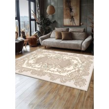 Krem Dijital Baskı Salon Halısı Kaymaz Tabanlı Yıkanabilir Halı Yolluk