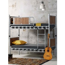 Avensis Argimo Elegan Genç Çocuk Ahşap Başıklı Metal Ranza ve Karyola 90 x 200 Cappuccino