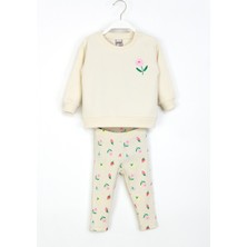 Kız Çocuk Çiçek Desenli Ikili Takım Pamuklu Yumuşak Dokulu