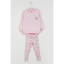 Kız Çocuk Çiçek Desenli Ikili Takım Pamuklu Yumuşak Dokulu