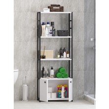 Egemev Banyo Düzenleyici Banyo Rafı Banyo Dolabı Çok Amaçlı Dolap 5 Katlı Metal Banyo DÜZENLEYICI2KAPAKLI