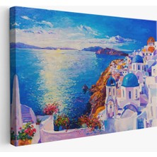  Mikanos Yunanistan Yağlıboya Görünüm Dekoratif TABLO-3572