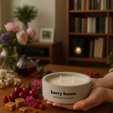 Dekoratif El Yapımı Yatay Mum : Çift Fitilli : Kokulu Soya Mum : Berry Boom