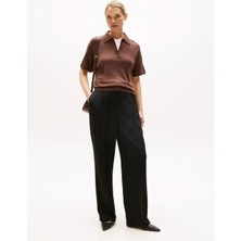Tommy Hilfiger Viskon Twill Rahat Kesim Düz Paça Kadın Pantolon WW0WW46749BDS