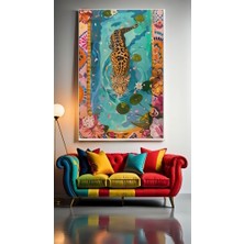 Özkacar Group Havuzda Yüzen Kaplan Ev Duvar Salon Güzellik Salonu Ofis Dükkan Dekarasyon Kanvas Tablo