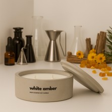 Dekoratif El Yapımı Yatay Mum : Çift Fitilli : Kokulu Soya Mum : White Amber
